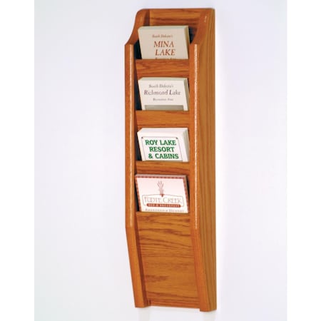 Vertex Cascade 4 Pocket Brochure Rack - Black & Medium Oak VE3964454